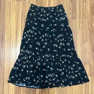 SO Black Floral Midi Skirt